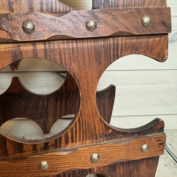 Rustic Wooden Barrel Wine Rack - Picture 5 of 5